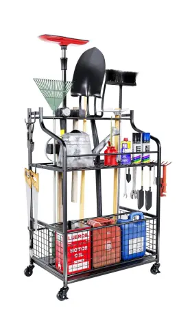 Idzo 810140952707 2-tier Garden Tool Organizer For Garage 85 Lbs Capacity Rac