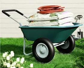 Idzo 810140953087 2 Wheel Wheelbarrow 330 Pounds Capacity Yard Cart With Padded Handlebar 14