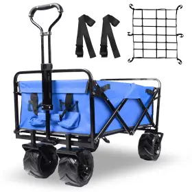 Ifast 730635887416 Collapsible Wagon Cart With Cargo Net And Straps Heavy Duty Foldable W