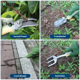 Ihansee 717181190665 Set Of 12 Garden Tool Heavy-duty Aluminum Gardening Hand Tools With Rubber N #3