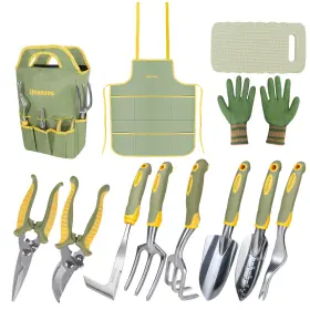Ihansee 717181190665 Set Of 12 Garden Tool Heavy-duty Aluminum Gardening Hand Tools With Rubber N