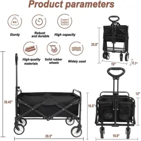 Ihomey 294020609679 Collapsible Foldable Wagon Beach Cart Large Capacity Heavy Duty Folding Wag #3