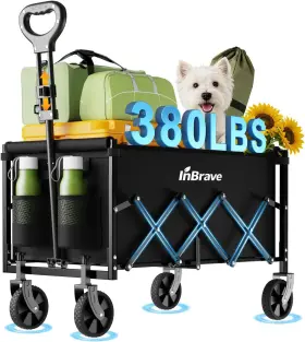Inbrave 445020324362 Collapsible Wagon Cart Foldable Beach With All-terrain Wheels - 380 Lbs He