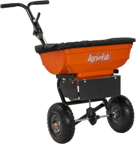 45-0575 Inc. 85-lb Capacity Push Ice Melt Spreader Adjustable Flow Control Durable Wheels