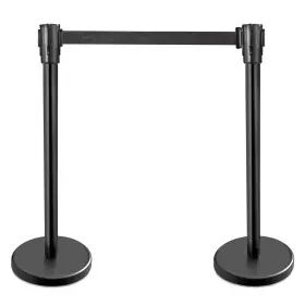 Inc. 54590 Stanchions 36-inch Height 6.5-foot Retractable Belt Set Of 2 Black Bel