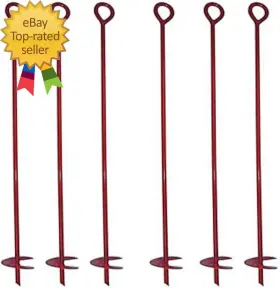 Ea-303 Inc 30 Inches Auger Earth Anchor 3 W Helix 12mm Ro Painted Red Heavy Duty