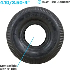 20500 Industries 4.10/3.50-4 Inch Pneumatic Air Filled Hand Truck / All Purpose Utility Tire