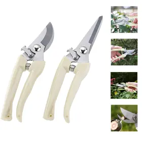 Ioppwin 707772467221 2-pack Gardening Pruning Shears Set - Includes Straight Blade Scissors And Bypass