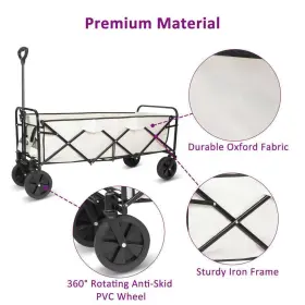 H2ph007ot121 Itopfox Garden Cart 5-cu-ft Outdoor Fabric Plastic Steel Flat-free Tires White #2