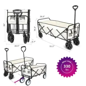 H2ph007ot121 Itopfox Garden Cart 5-cu-ft Outdoor Fabric Plastic Steel Flat-free Tires White #3