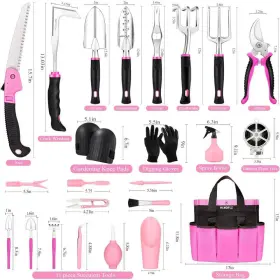 H2ph007ot833 Itopfox Heavy Duty Garden Tool Set With Detachable Storage Bag Pink 24-pieces #3