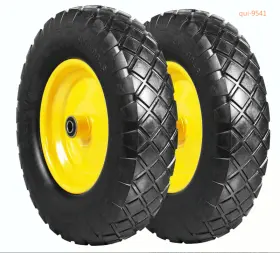Ascj-045 Jack Boss 16 Inch Solid Rubber Dolly Wheels 4.80/4.00-8 Flat Free 0.6 Bearing 2pk