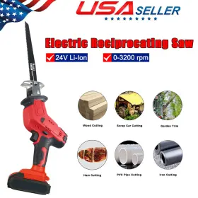 Jahy2tech 883148351445 24v Cordless Reciprocating Saw 2 Batteries 8 Blades For Wood/metal Cut