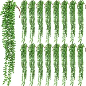 El1095 Janinka 16 Pcs Artificial Succulents Bulk Hanging Plants 24 Inches Large Fake