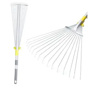 Jardiner 705495085012 Adjustable Metal Leaf Rake For Leaves Shrubs And Small Areas In Garden