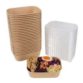 B09g19vshq Jayeey 17oz Kraft Paper Bowls With Lids - 50pk Disposable Food Containers