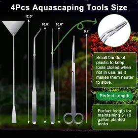 Jeimier 313055834835 4pcs Tools Kit Long Planted Aquarium Tweezers Scissors Spatula #2
