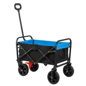 Jimsmaison 677899327435 1.8 Cu.ft. Blue Black Metal Mini Garden Cart With Two Brakes And Tow Cup Holders