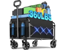 Jinihfw 635412474769 Wagon Cart Foldable Collapsible Portable With Wheels Black