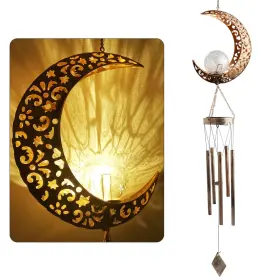 Jobosi 784112409837 Moon Wind Chimes Solar Outdoor Mothers Day Chime Gift For Mom Women