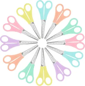 Jd01 Johokakiti 12 Pack Kids Scissors 5 Inch Safety Blunt Tip Student Small Peach/gray
