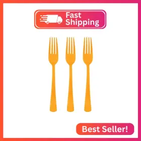 H-5060 Joy Akkess 50 Pcs Orange Plastic Forks Silverware Heavy Duty Cutle