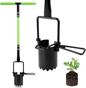Joyhalo 711181360660 Bulb Planter Tool Long Handle 30in Serrated Base 5 In 1 Lawn Sod