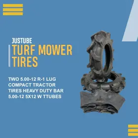 Justubes.com 643570860706 Two 5.00-12 R-1 Lug Compact Tractor Tires Heavy Duty Bar 5x12 W Ttube #2