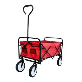 Kahomvis 772168906127 4.5 Cu. Ft. Red Steel Garden Cart Heavy-duty Folding Wagon