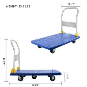 Kahomvis 774829688373 Blue Metal Foldable Platform Truck With 1320lb Weight #2