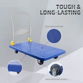 Kahomvis 774829688373 Blue Metal Foldable Platform Truck With 1320lb Weight #3