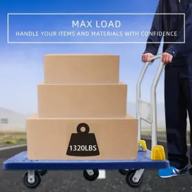 Kahomvis 774829688373 Blue Metal Foldable Platform Truck With 1320lb Weight