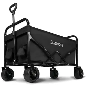 Wg4b.blk Kamopot Large Collapsible Wagon With Big Wheels For Beach Sand Grocery Park Yard