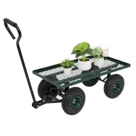 Karl Home 677489777169 Garden Cart 33.8 Inch X 38 Pneumatic Tire Steel Bin Rectangle In Green #2