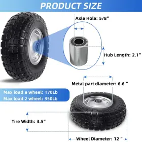 Kavedodu 658370894394 12ftft Flat Free Tires Rubber Solid Tire And Wheel Assemblies For Hand Trucks G #2