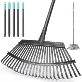 Kefanta 975406482795 Garden Leaf Rake 18.5 Inch Wide Heavy Duty With 25 Metal Tines