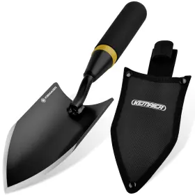 Yy-07pt Kemaier Heavy-duty Gardening Hand Trowel With Sheath - Stainless Steel Black