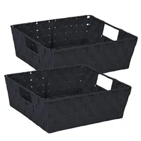 Kennedy International Inc. 633125797137 15 Inch X 13 5 Alloy Steel Rectangular Basket With 2 Built-in Carrying Black