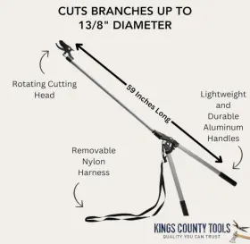 11g12.19 Kings County Tools Long Reach Pruner Rotating Head Razor Sharp Trimmer Blade