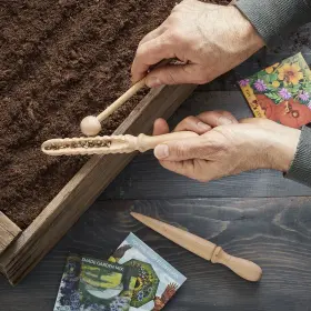 Kings County Tools Gw78a06-01 Seed Sower And Dibber Set Beechwood Planting For Starting Trays