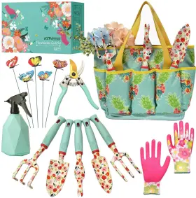 Kit4pros 706612104333 Floral Garden Tool Set Gardening Gifts For Women Birthday Heavy Duty Tools Kit