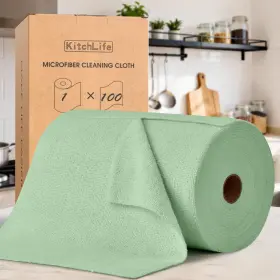 B0fm3s9ztf Kitchlife Microfiber Cleaning Cloth Roll 100 Pack Tear-away Lint-free Reusable W
