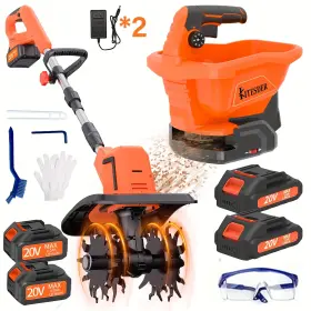 Kitesder 435582628609 20v Cordless Tiller Cultivator Lightweight Battery Powered 9-inch