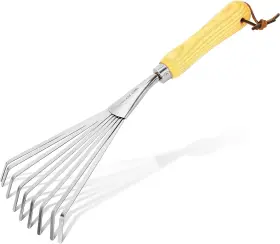 Kldollar 705353164255 Stainless Steel Hand Rake With Ergonomic Handle For Gardening And Yard Care
