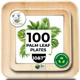 B0dzw4hbjx Koala Love Palm Leaf Plates 10 Inch And 7 Disposable Bamboo Eco-friendly Bul