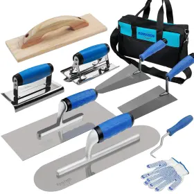 Kon-hntmz001 Konvixon 10pcs Concrete Trowel Set Masonry Hand Tool Includes Large Flat Finish Inch