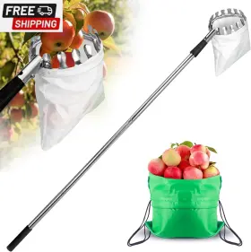 Kriico 744110289183 Fruit Picker Pole Tool With Basket Telescoping 3.2ft-7.9ft Adjustable App