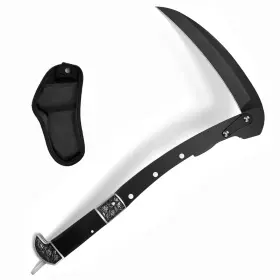 Ib34 Kzu Folding Sickle 2-section Scythe With Wooden Handle And Sheath Manual Garden Tool