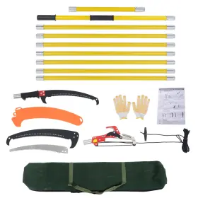 Law237480 Labwork 27/30 Feet Manual Pole Saw For Tree Trimming With Sharp Steel Blade And Scissors