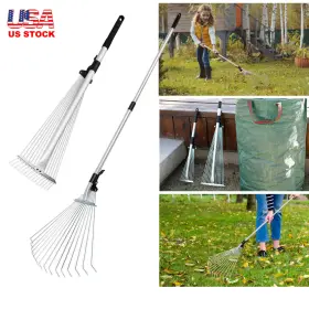 Gpct2994 Lakeforest 2 Pack 63in Garden Leaf Rakes Telescopic Metal Rake Expanding Teeth Lawn
